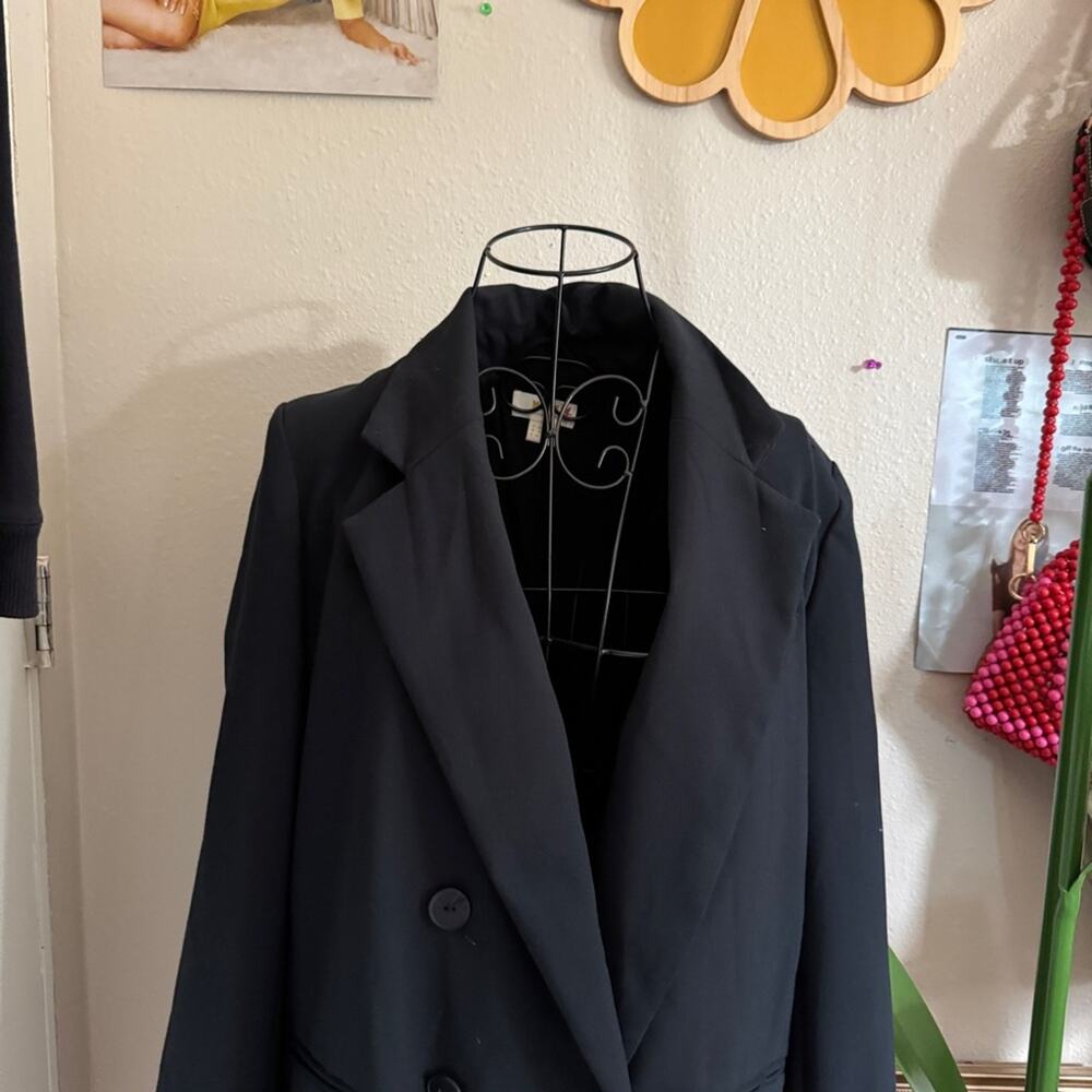 Maeve Anthropologie Double Breasted Blazer Navy 8 - Picture 2 of 11